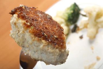 Cutlets in a plate with vegetables