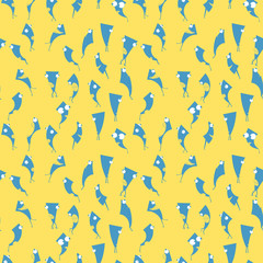 Seamless wallpaper funny blue characters