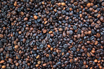 Coffee beans closeup texture