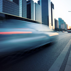 car motion blur in dusk