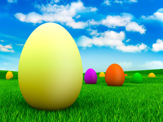 Easter - eggs on grass