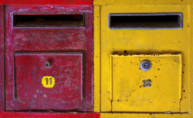 Colorful mailboxes