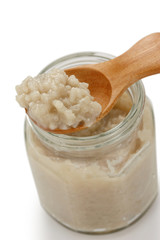 homemade salted rice malt in jar, japanese condiment
