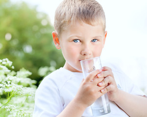 Child drinking pure water