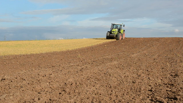 tractor in the  first autumn tillage