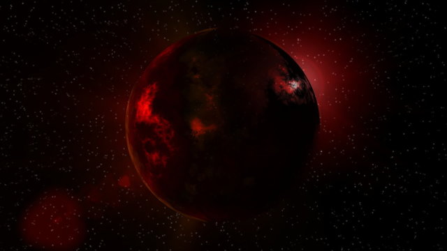 Red Alien Planet in Outer Space