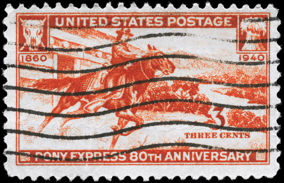 USA - CIRCA 1940 Pony Express Rider