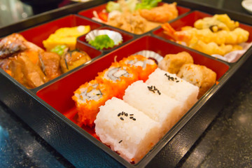 Rice sushi in tempura set