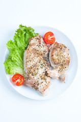fried meat with vegetables