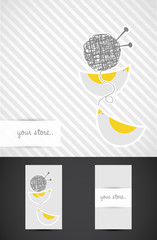 Knitting bird, modern background and Icon