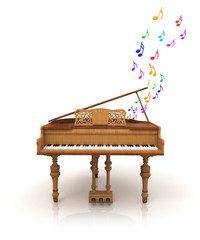 Piano with painted colorful notes
