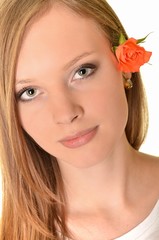 Fototapeta premium fille avec rose isolé