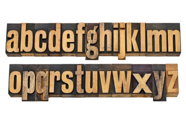 alphabet in vintage wood type