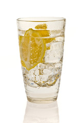 Cold lemon drink with ice