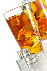 Ice tea in glass with cubes