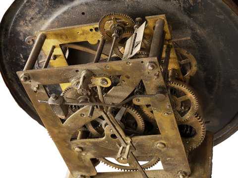 mechanism of the old wall clock