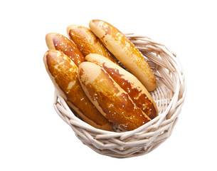 Breads in woven basket