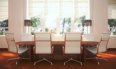 simple meeting room showing the rows of chair