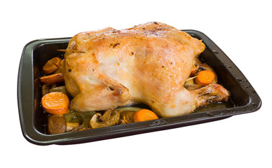 baked chicken in roasting pan