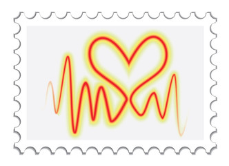heartbeat on a stamp vector illustration