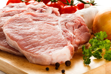 Fresh raw pork on cutting board