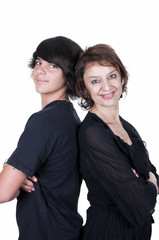 mother and son showing affection