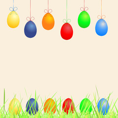 Easter background with eggs and grass