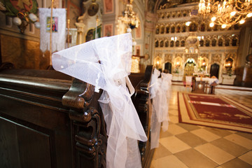 White wedding decoration in a church
