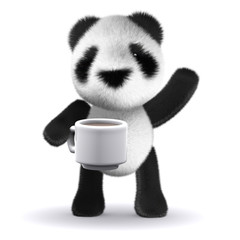 3d Panda bear enjoys a cup of coffee © Steve Young
