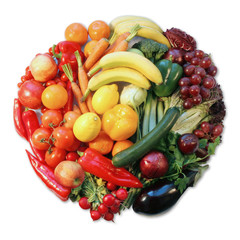 Fototapeta na wymiar ułożone kolorowe warzywa, Okrągłe