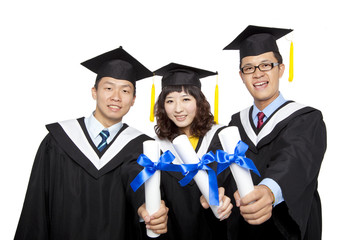 graduation students isolated on white background