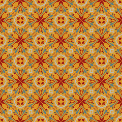 Vintage damask wallpaper pattern with abstract flowers and swirl