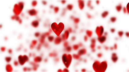 red hearts flying on black background