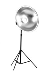 Studio flash with beauty dish isolated on white