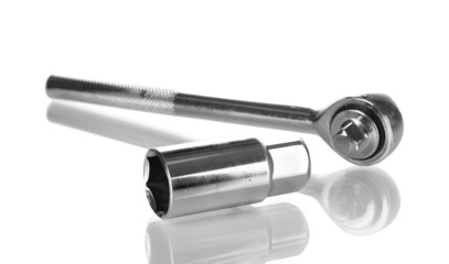 Socket wrench with nozzles isolated on white