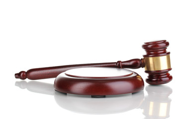 Judge's gavel isolated on white