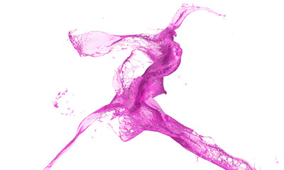 transparent pink liquid splashing