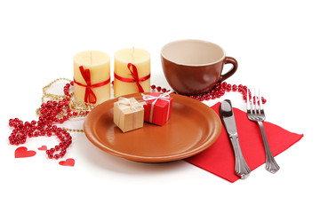 Table setting isolated on white