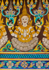 Ancient Thai painting on wall in temple