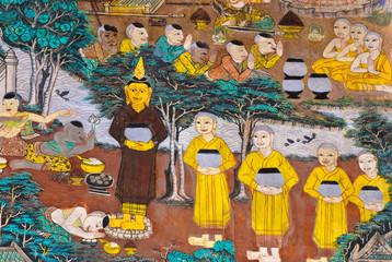 Ancient Buddhist temple mural depicts monastic life