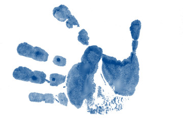blauer Handabdruck