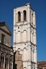 Belltower Cathedral of Ferrara. Emilia-Romagna. Italy.