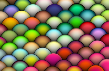 isometric 3d render of balls in multiple bright colors