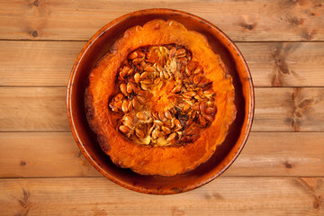 cutted half pumpkin roasted pumpkin