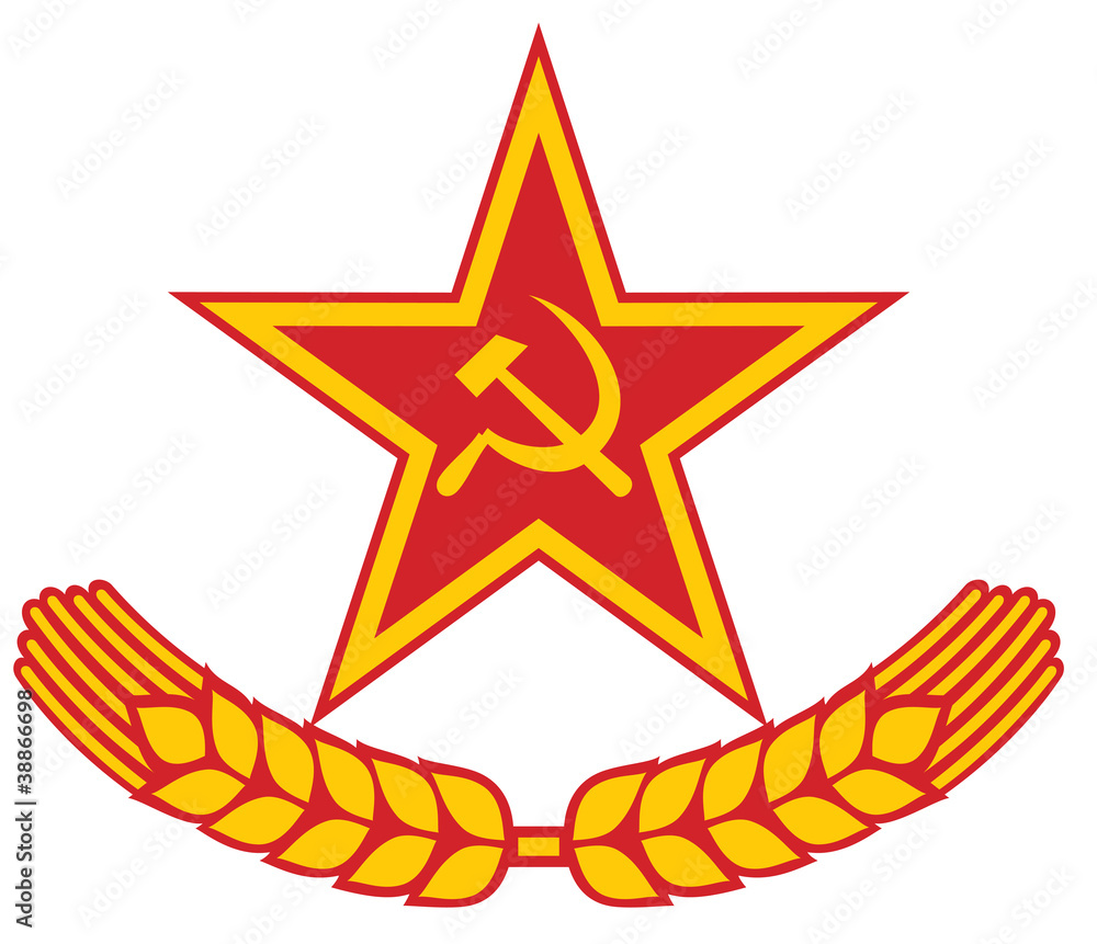 Wall mural communist red star and laurel wreath