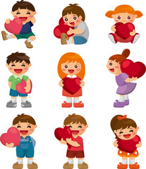 set of kid hug heart