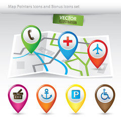 Map Pointers and Bonus Icons Set