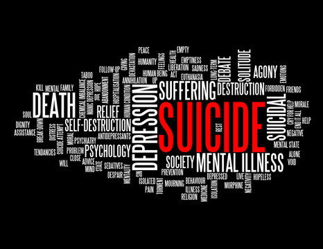 "SUICIDE" Tag Cloud (depression death suicidal mental illness)