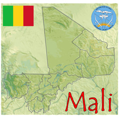 mali africa map flag emblem