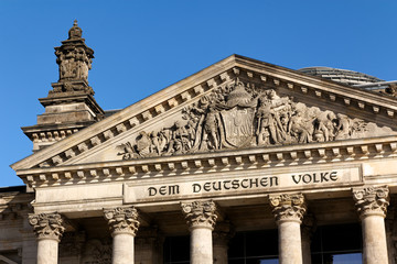 Fototapeta na wymiar Details of the Facade of the German Parliament